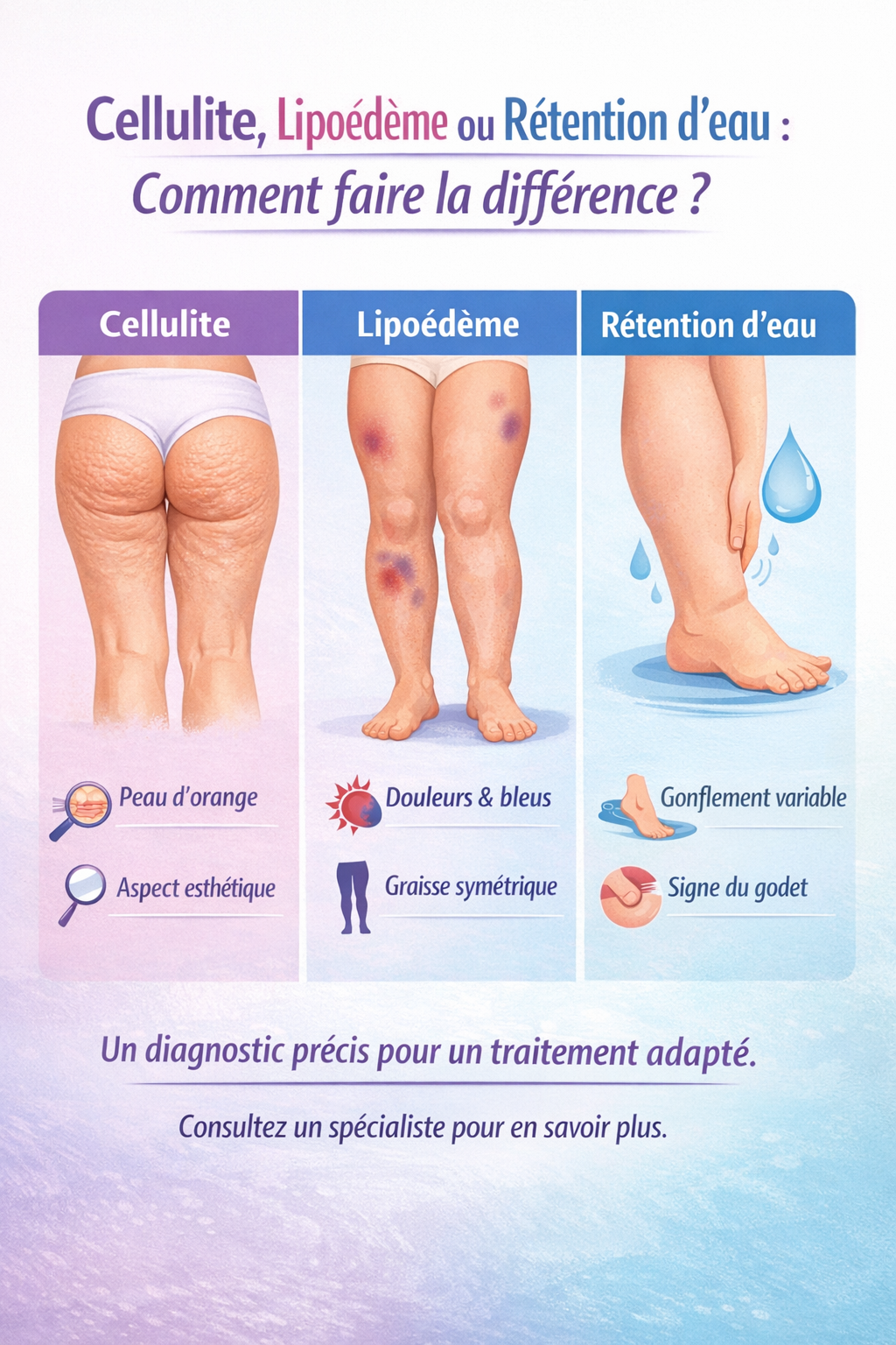 Cellulite, lipœdème ou rétention d’eau : comment faire la différence ?